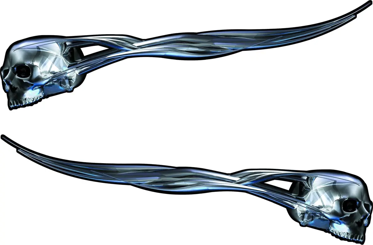 Flying Chrome Skull Side Vinyl Decals 6