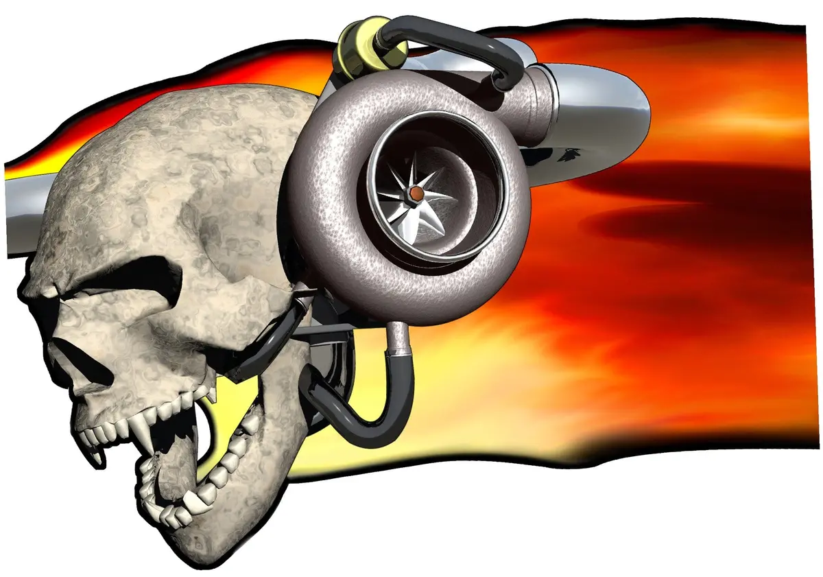 Turbo Skull Flames Vinyl Graphics Set Of 2 For Cars & Trucks 4