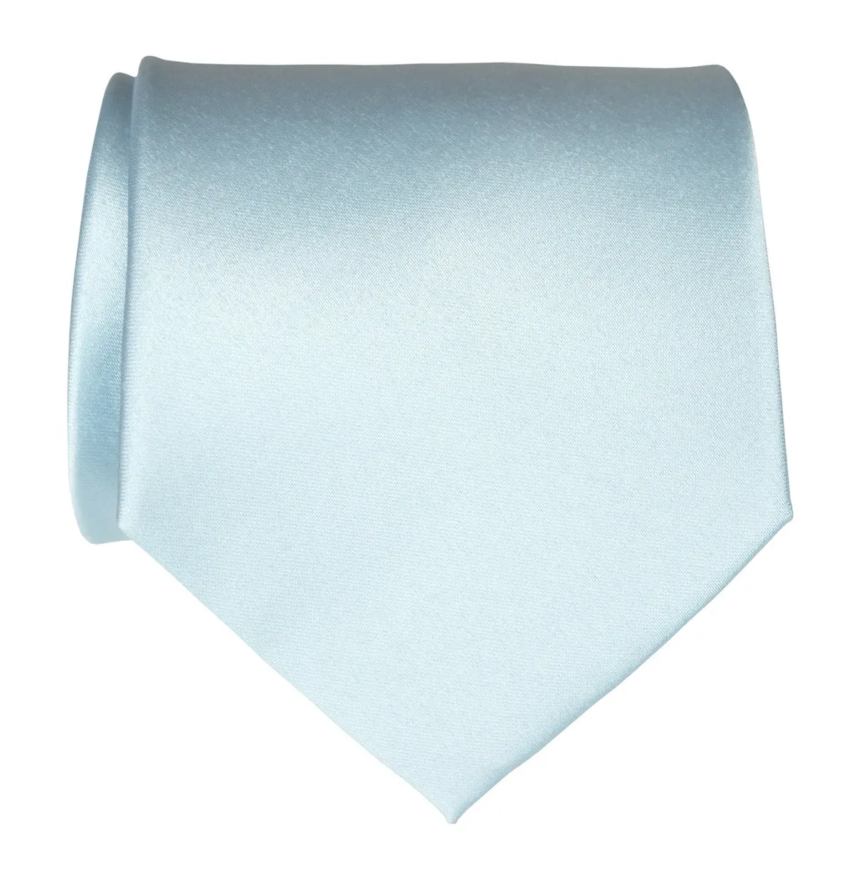 Sky Blue Necktie. Light Blue Solid Color Satin Finish Tie, No Print 1