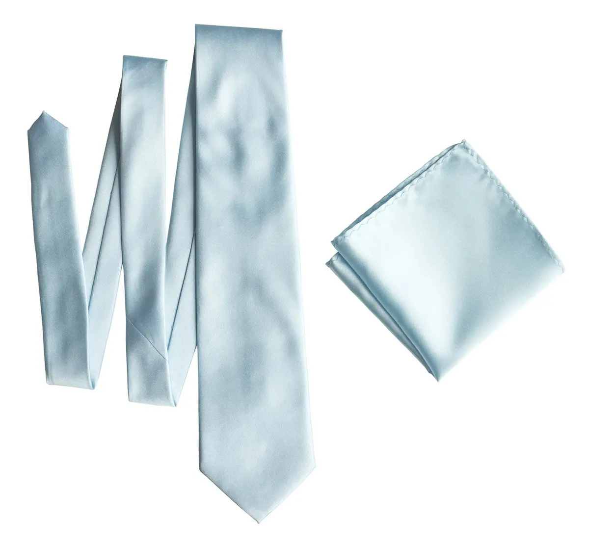 Sky Blue Necktie. Light Blue Solid Color Satin Finish Tie, No Print 6