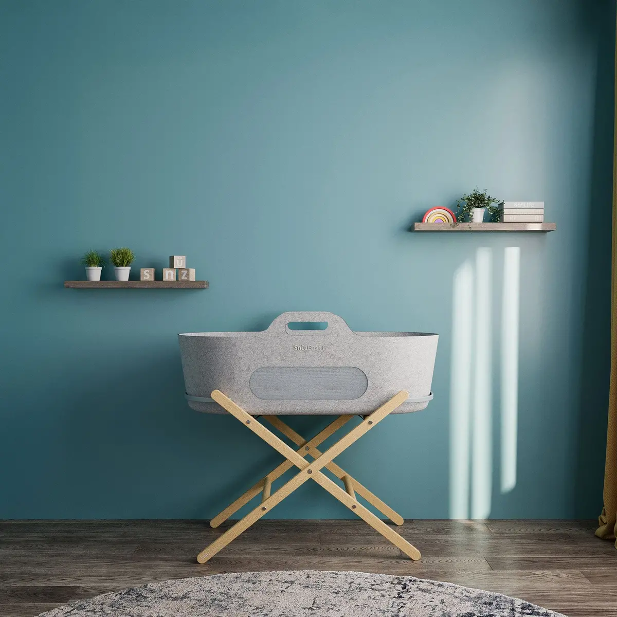 Snüzpod Baskit With Natural Stand - Light Grey 1