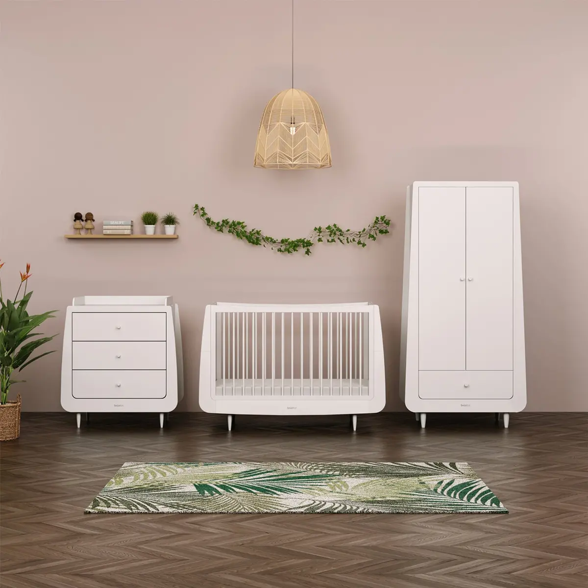 Snüzkot Skandi 3 Piece Nursery Furniture Set - White 1