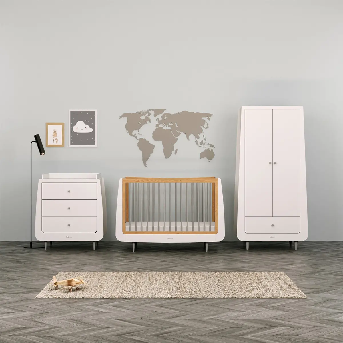 Snüzkot Skandi 3 Piece Nursery Furniture Set - Grey 1