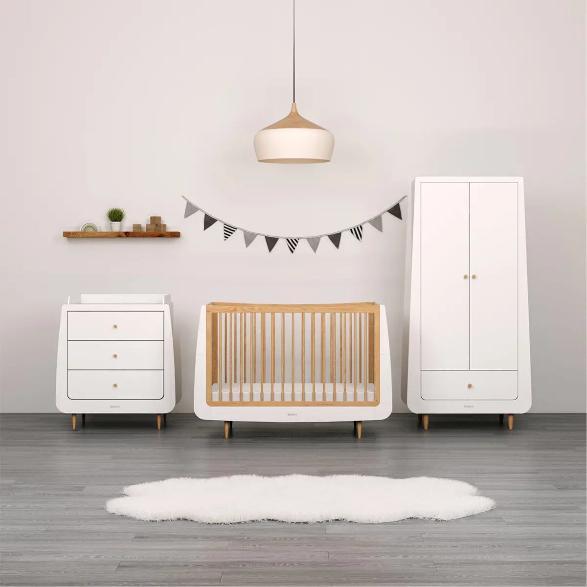 Snüzkot Skandi 3 Piece Nursery Furniture Set - Natural 1