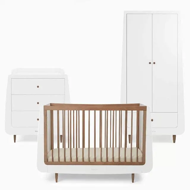 Snüzkot Skandi 3 Piece Nursery Furniture Set - Walnut 1