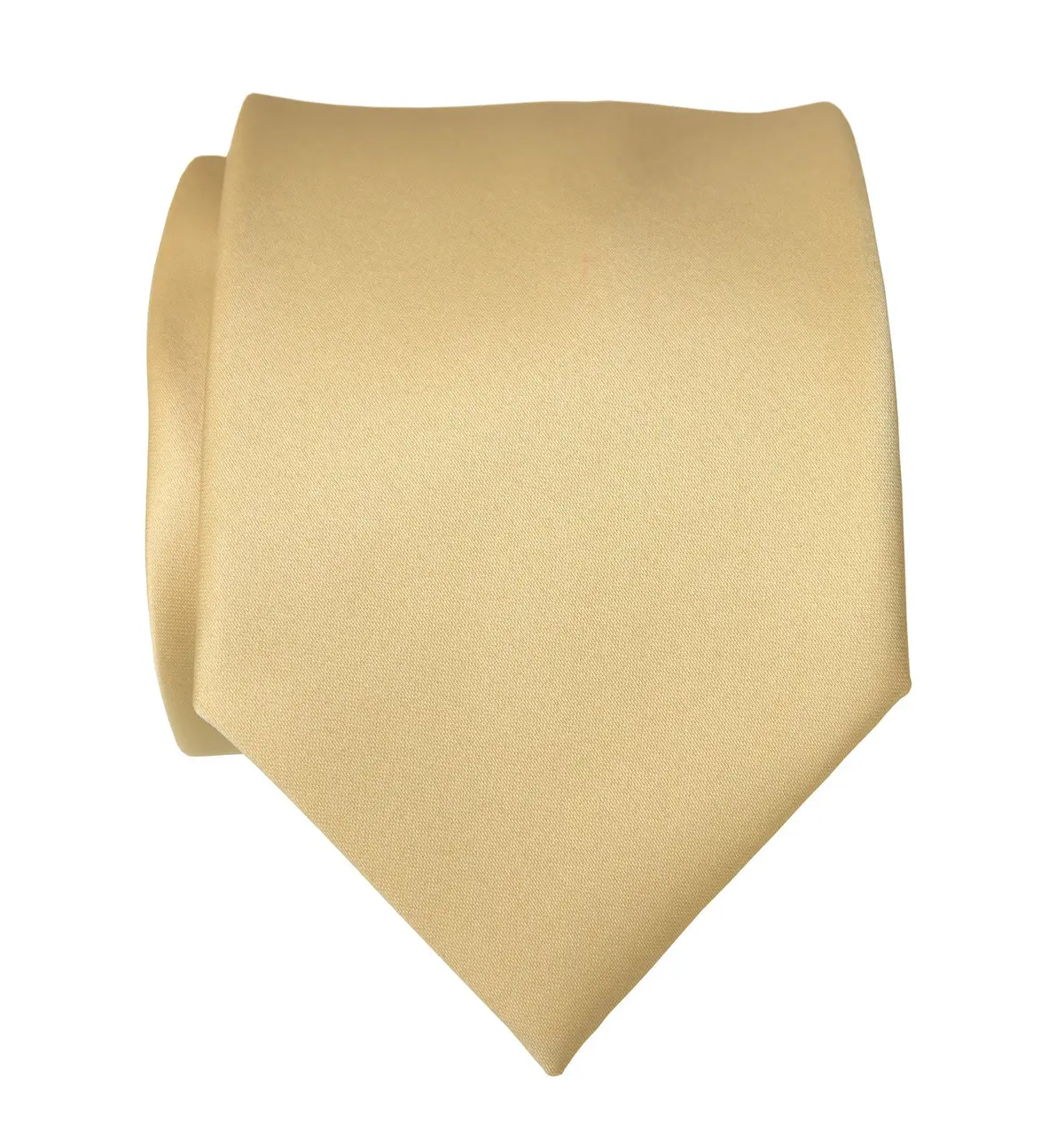 Soft Gold Necktie. Tan Solid Color Satin Finish Tie, No Print 1