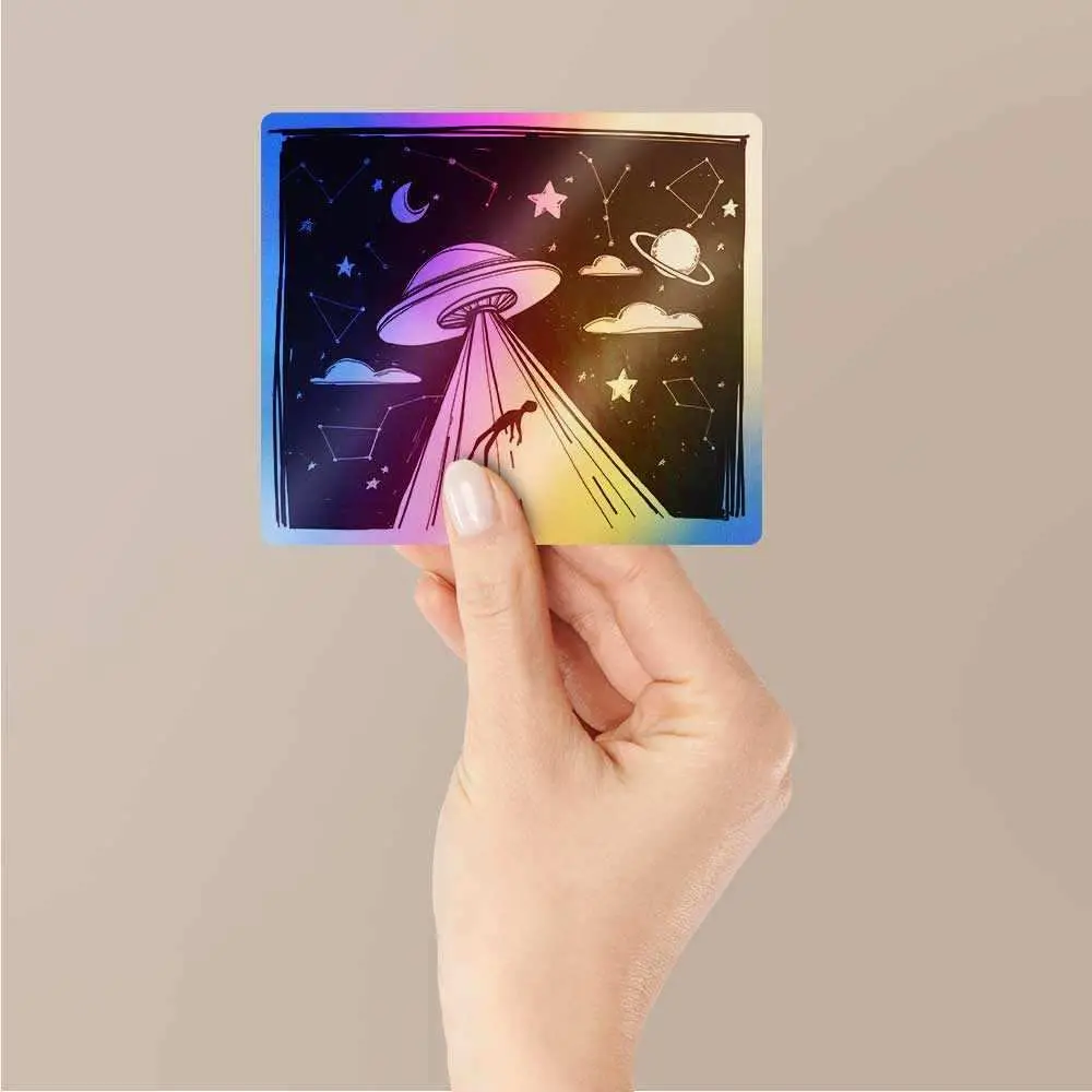 Space Ship Abduction Holographic Stickers 2