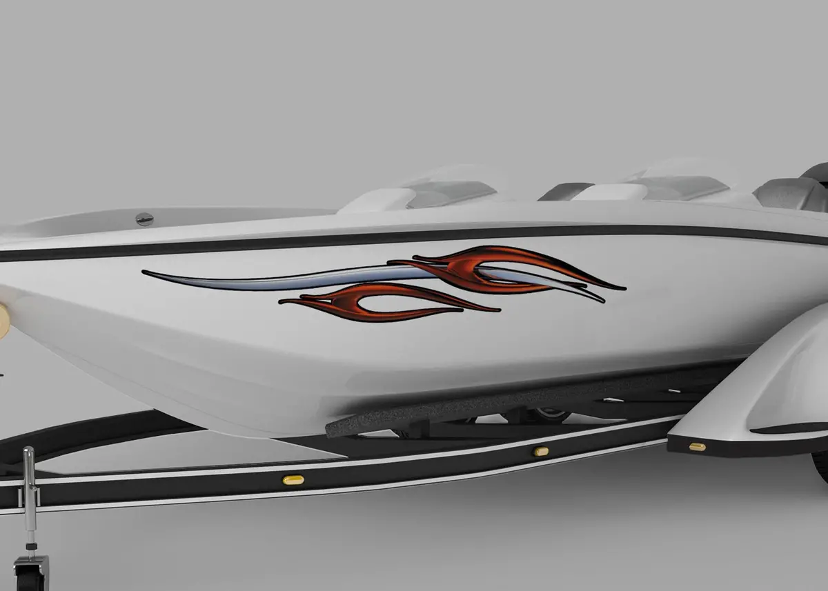 Chrome Spear Flames Vinyl Boat Decal – Set Of 2 2