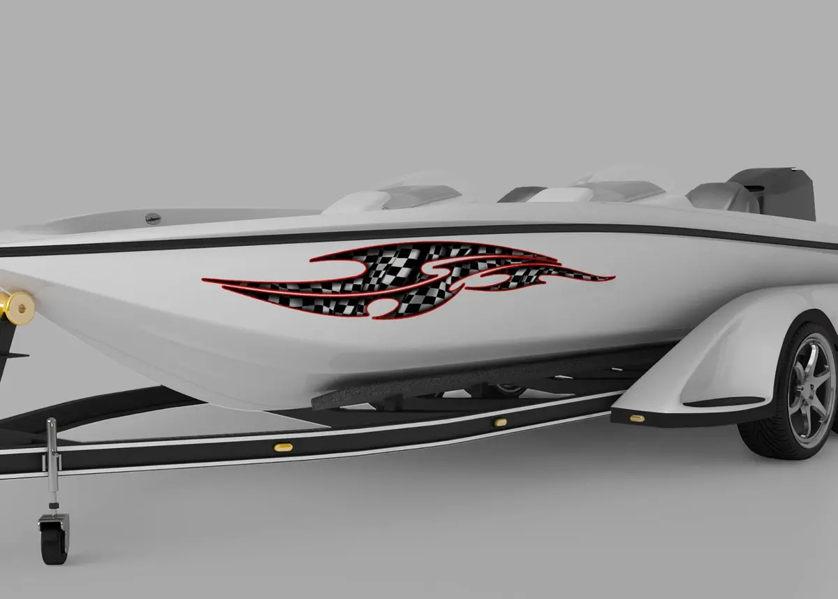 Tribal Checkered Flag Racing Boat Decals 1