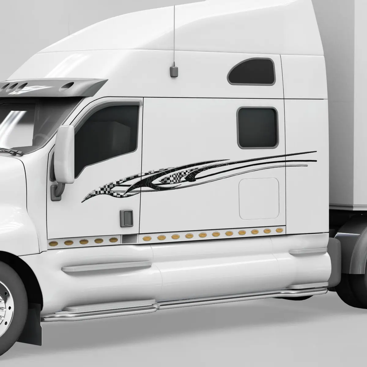 Speed Checkered Lightning Stripes Decals For Semi Trucks 1