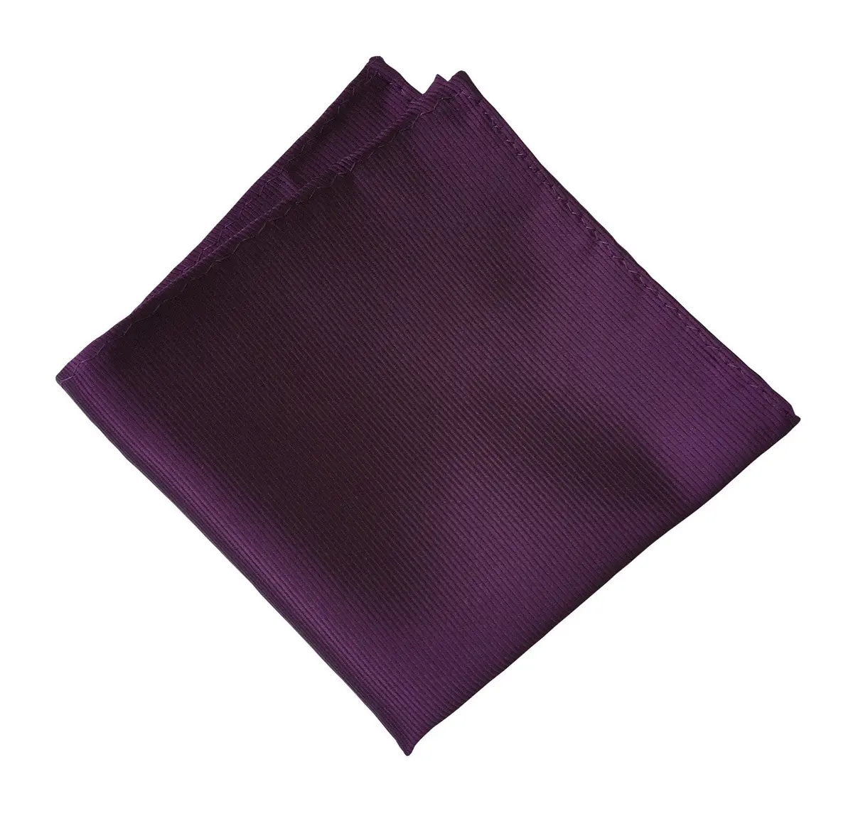 Spiced Wine Pocket Square. Solid Purple Fine-Stripe, No Print 1