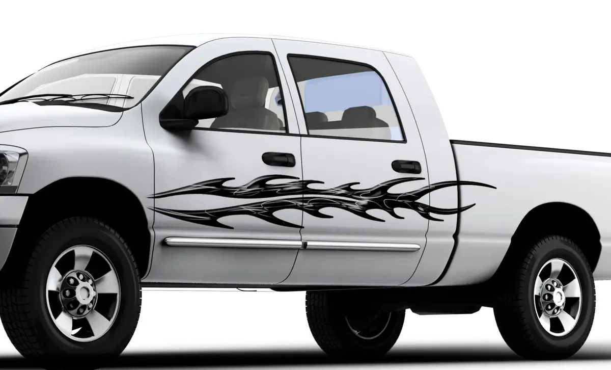 Splitter Split Flames Vinyl Decal – Set Of 2 For Cars & Trucks 1