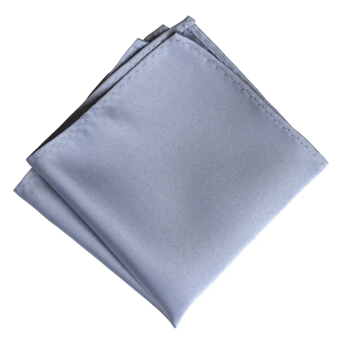 Cadet Blue Silk Pocket Square. Solid Color Blue-Grey Satin Finish, No Print 1
