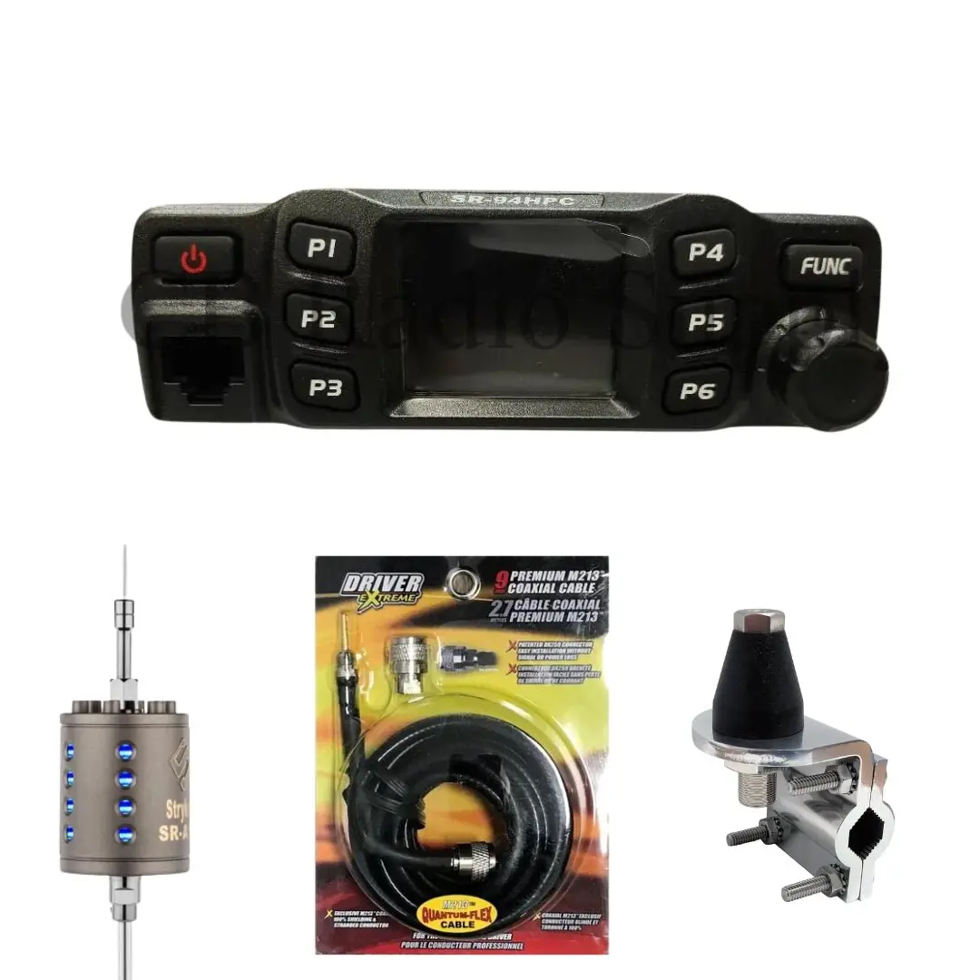 Stryker Sr-94Hpc 10 Meter Radio, Stryker Sr-A10, Drx-3402 Heavy Duty Antenna Mirror Mount, Drx-1518 18 Foot Premium M213, Combo 1