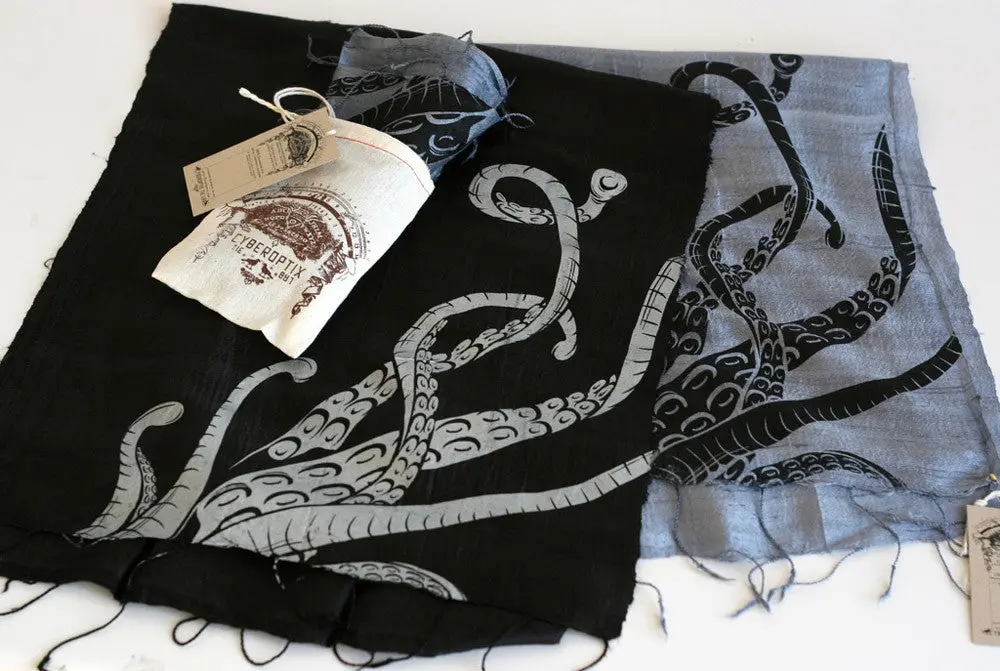 Octopus Tentacles Silk Scarf. "Sucker" 1