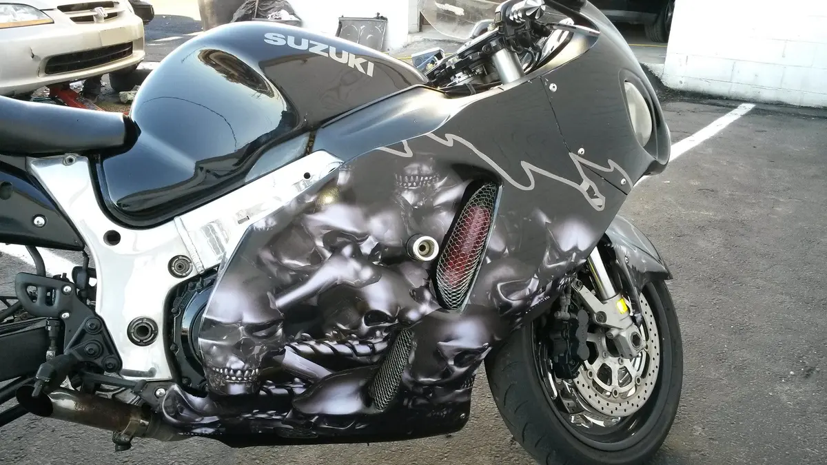 Skull & Crossbones Flames Vinyl Wrap For Cars & Trucks 7