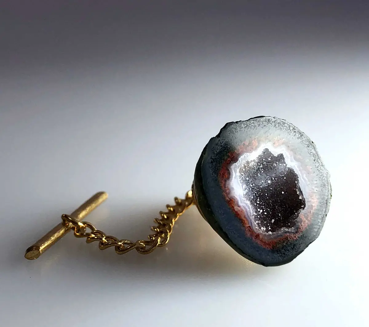 Amethyst Geode Tie Tack, Tabasco Geode Tie Pin 1