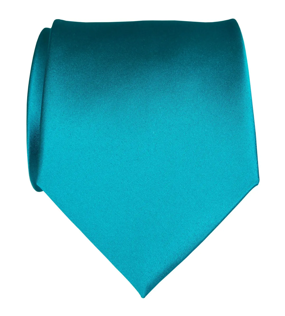 Teal Blue Necktie. Light Blue Solid Color Satin Finish Tie, No Print 1