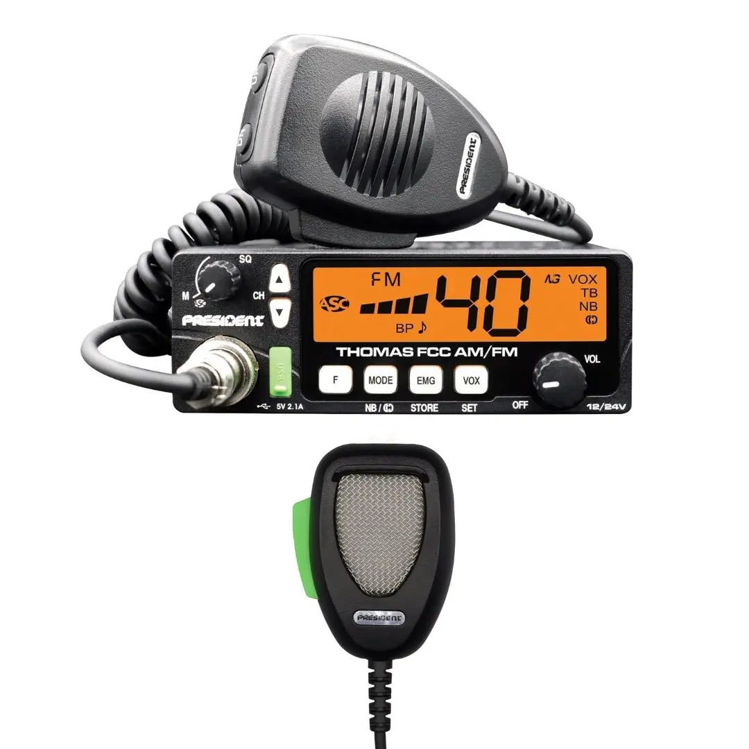 Thomas 40 Channel Am/Fm Cb Radio, President Digimike 6 Pin Noise Reducing Microphone, Combo 1