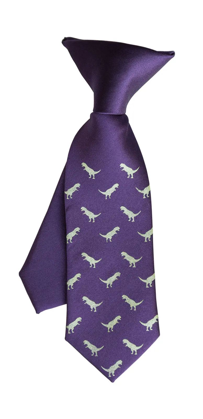 Tiny T-Rex Print Kid's Tie, Boy's Clip-On Dinosaur Pattern Necktie 1
