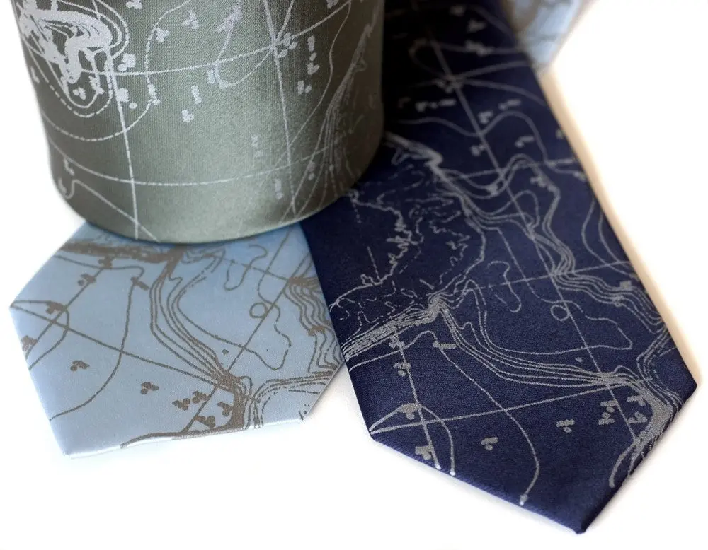 Scandinavian Waters Necktie, Bathymetric Chart Contour Map Tie 2