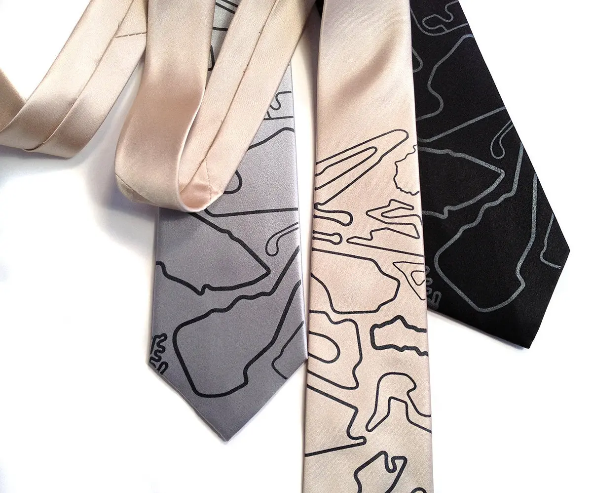 Race Track Maps Silk Necktie 1