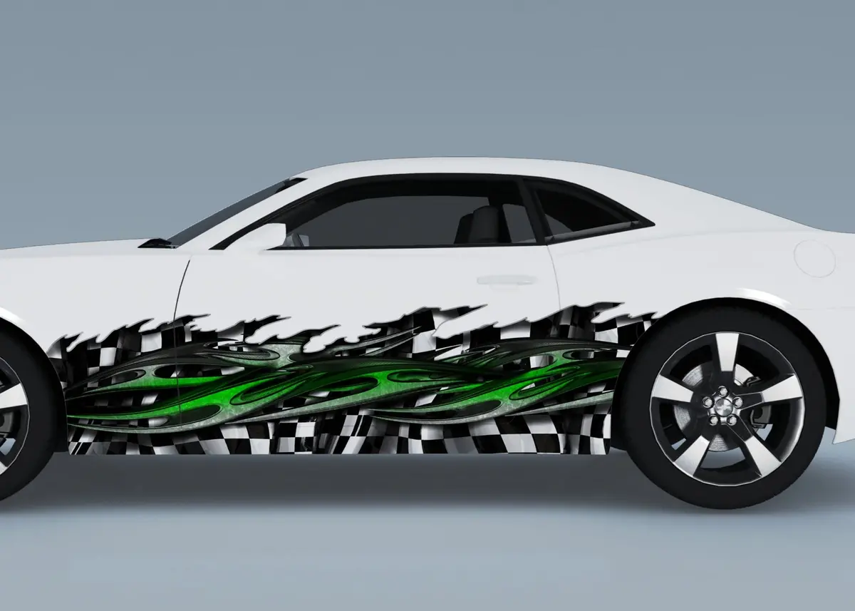 Tribal Checkered Flag Vinyl Wrap For Car And Truck 2