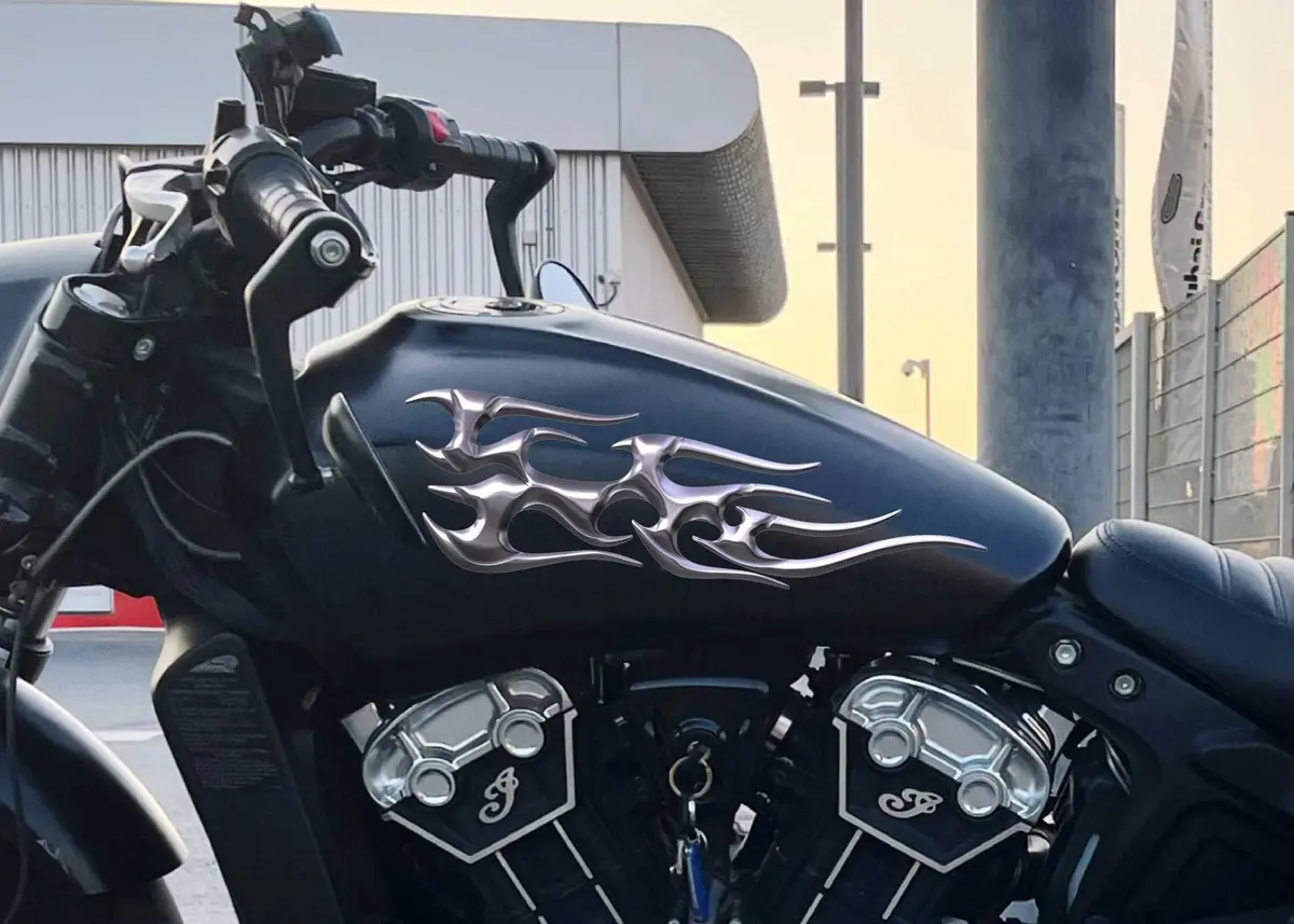 Tribal Chrome Flames Motorcycle Decal Set B744 1