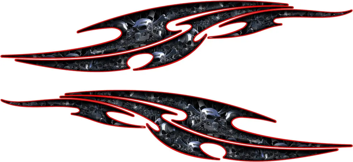Tribal Chrome Skulls Accent Graphic Decals For Cars & Trucks 3