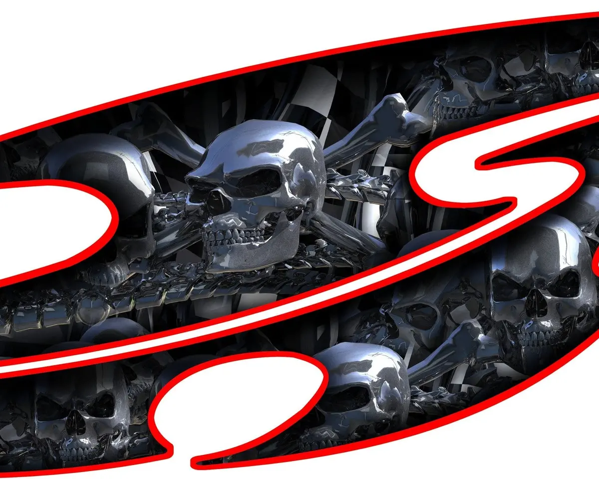 Tribal Chrome Skulls Accent Graphic Decals For Cars & Trucks 4