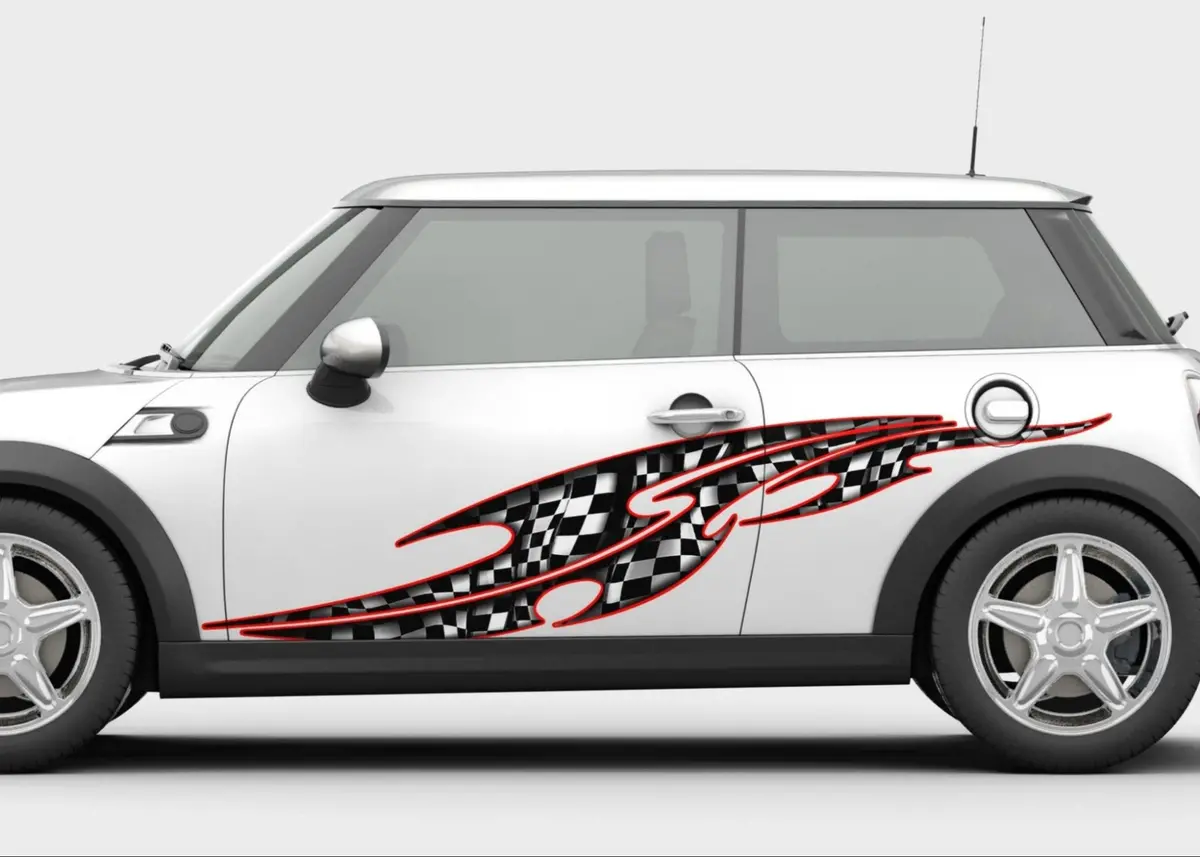 Tribal Checkered Flag Vinyl Decals For Cars & Trucks 1