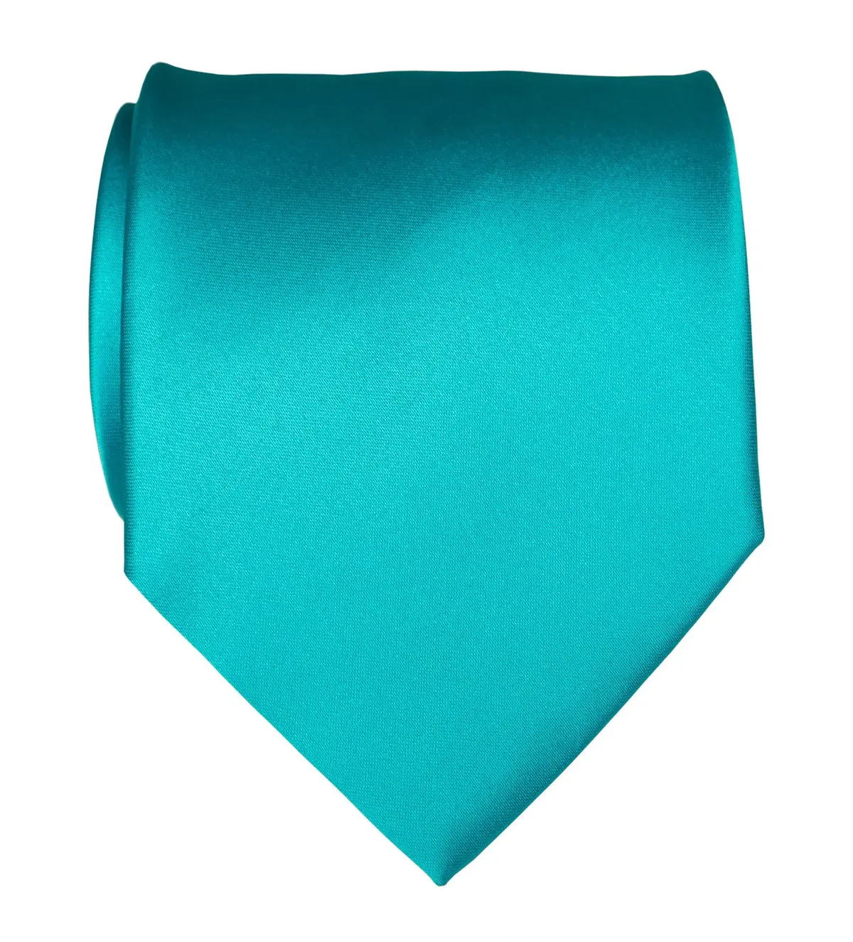 Turquoise Necktie. Solid Color Satin Finish Tie, No Print 1
