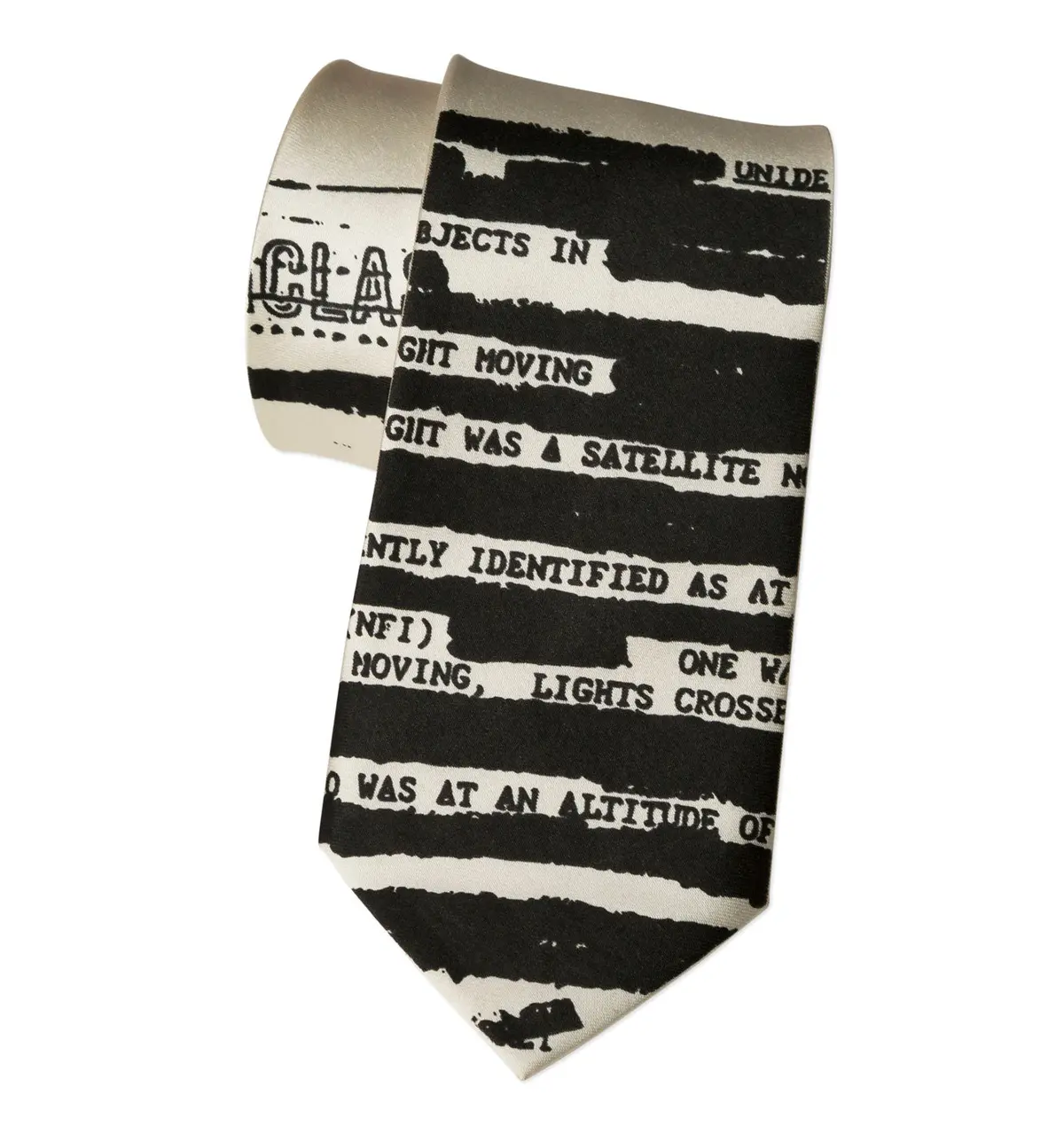 UFO Redaction Necktie – Declassified NSA Document Inspired Pattern - Image 7