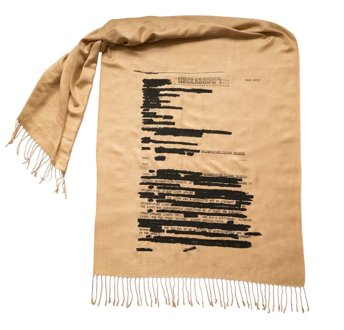 Ufo Redacted Bamboo Scarf, Declassified Nsa Memo Pashmina 3