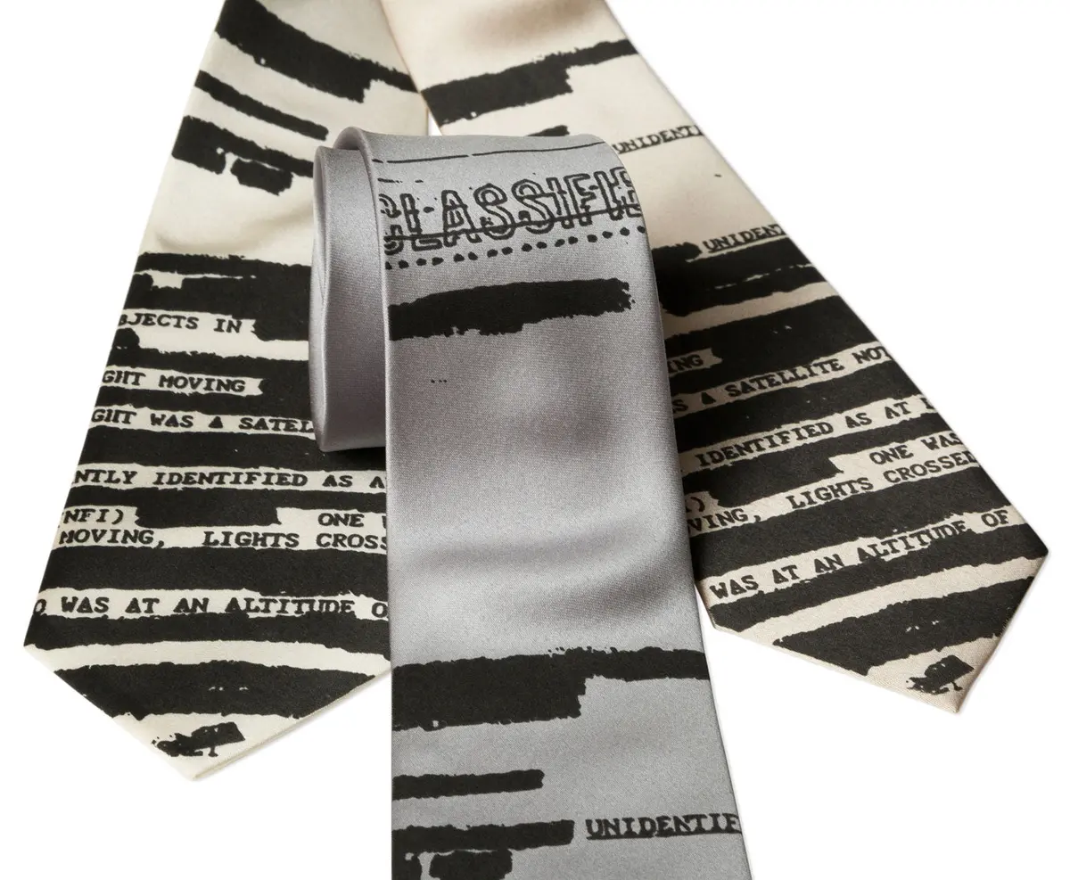 Ufo Redacted Necktie, Declassified Nsa Memo Tie 1