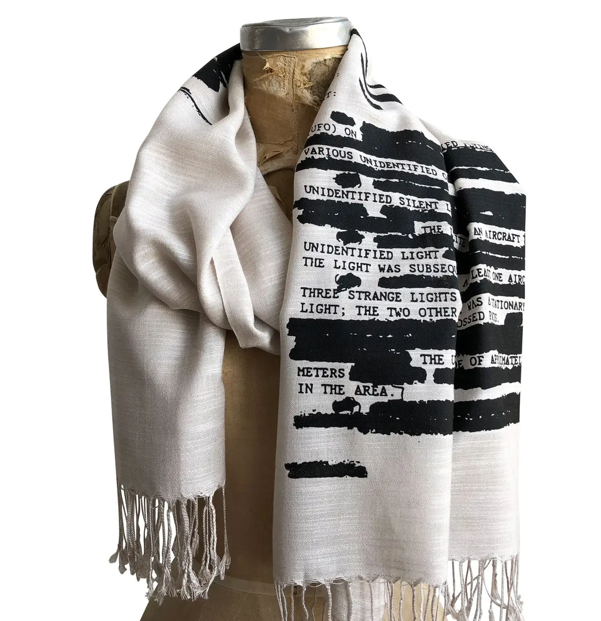 Ufo Redacted Bamboo Scarf, Declassified Nsa Memo Pashmina 2