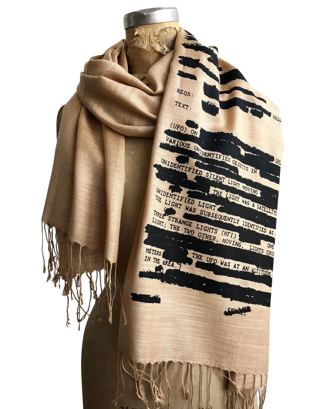 Ufo Redacted Bamboo Scarf, Declassified Nsa Memo Pashmina 3