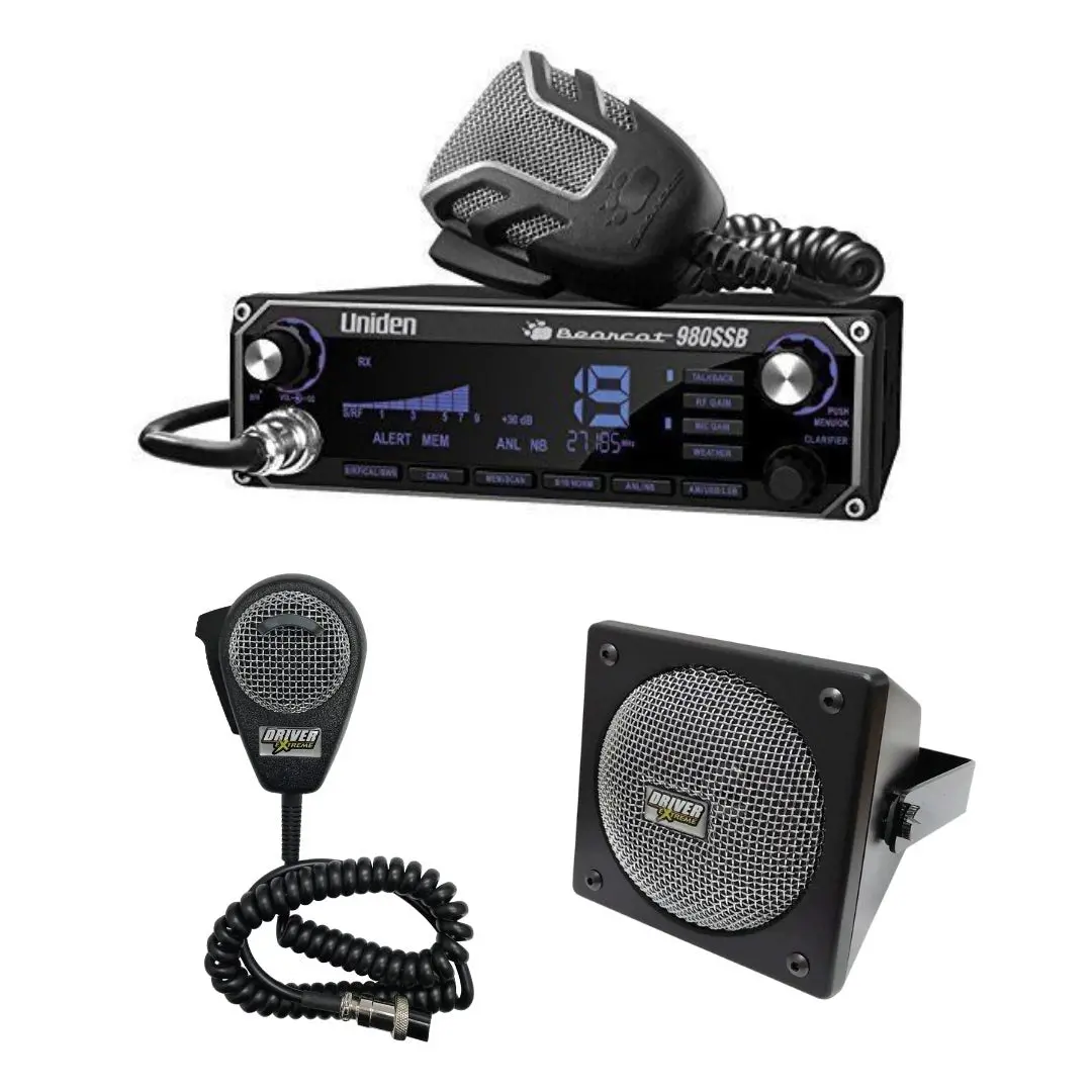 Uniden Bc-980 Am/Ssb Bearcat Cb Radio, Drx-9010 External Speaker, Drx-6560 4 Pin Noise Cancelling Dynamic Microphone, Combo 1