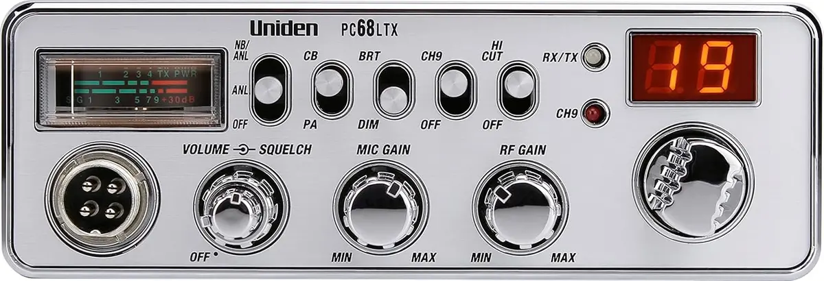 Uniden Pc68ltx Cb Radio, Hustler Ic56 102 Inch Whip, Antenna Mirror Mount, Barrel Spring, Coax Cable, Bundle 2