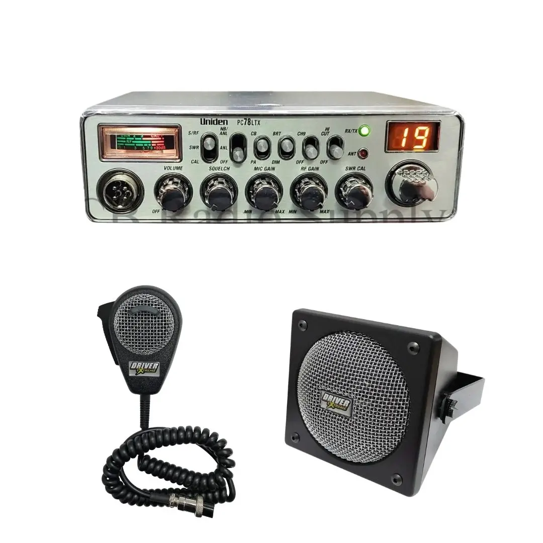 Uniden Pc78ltx Cb Radio, Drx-9010 External Speaker, Drx-6560 4 Pin Noise Cancelling Dynamic Microphone, Combo 1