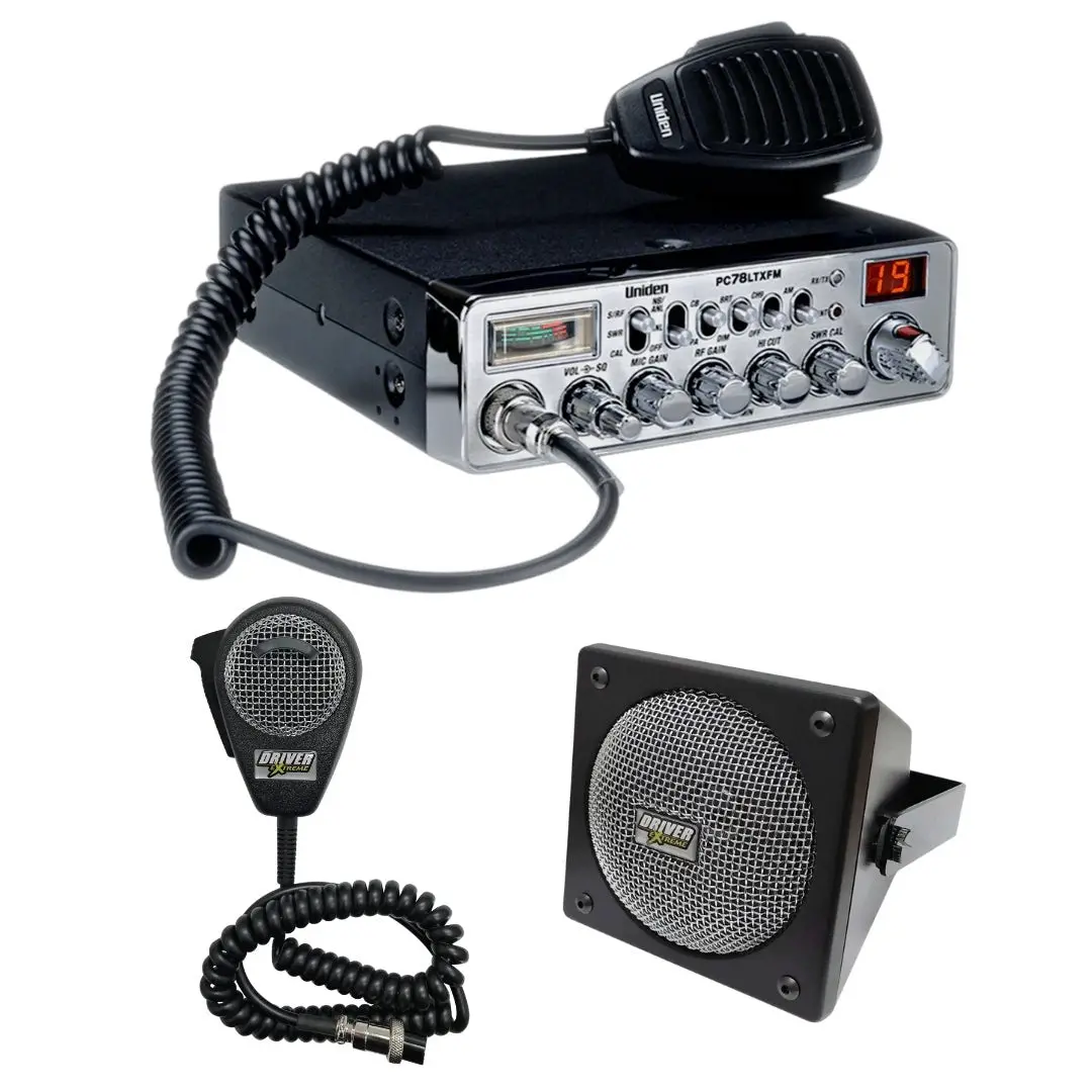 Uniden Pc78ltx Fm Cb Radio, Drx-9010 External Speaker, Drx-6560 4 Pin Noise Cancelling Dynamic Microphone, Combo 1