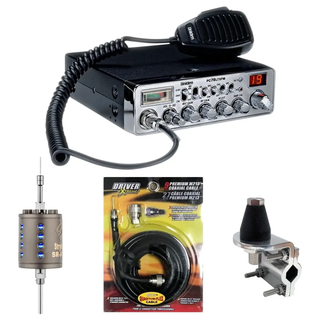 Uniden Pc78ltx Fm Cb Radio,  Stryker Sr-A10, Drx-3402 Heavy Duty Antenna Mirror Mount, Drx-1518 18 Foot Premium M213, Combo 1