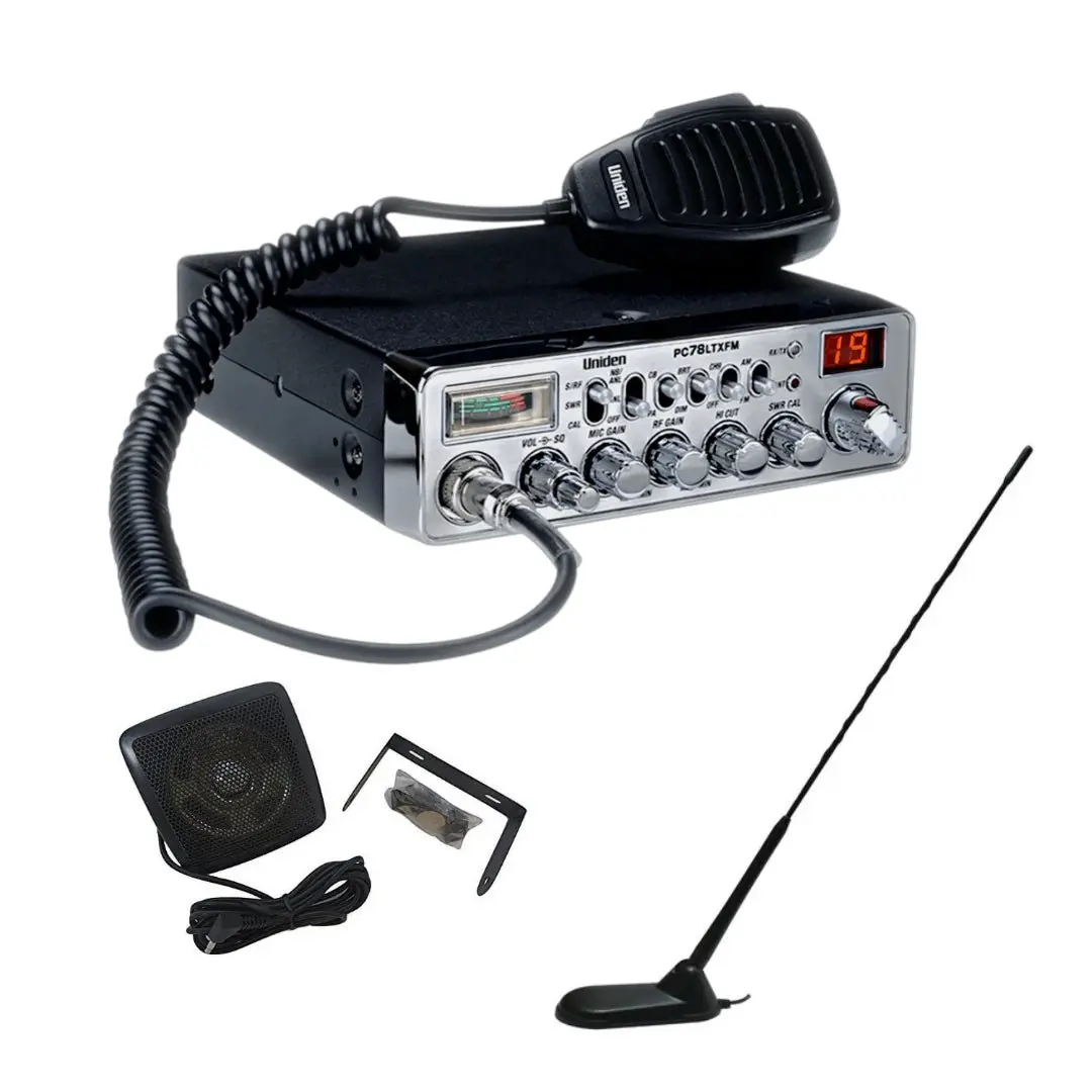 Uniden Pc78ltx Fm Cb Radio, Virginia Cb Antenna, 3 Inch External Speaker Combo 1