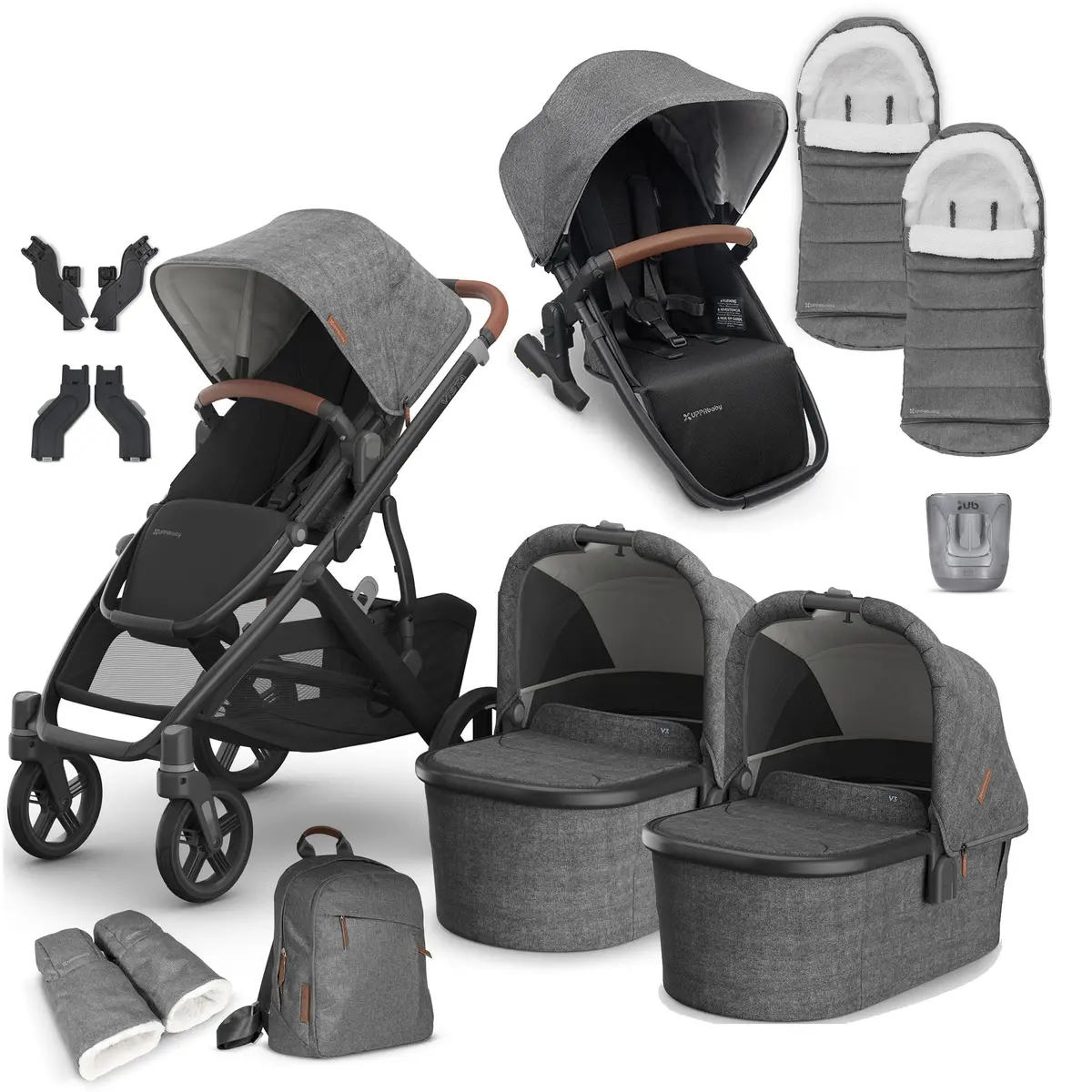 Uppababy Vista V3 Twin Complete Bundle - Greyson 1