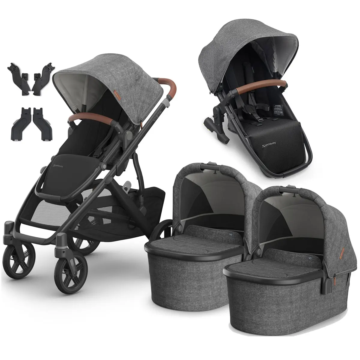 Uppababy Vista V3 Twin Pram - Greyson 1