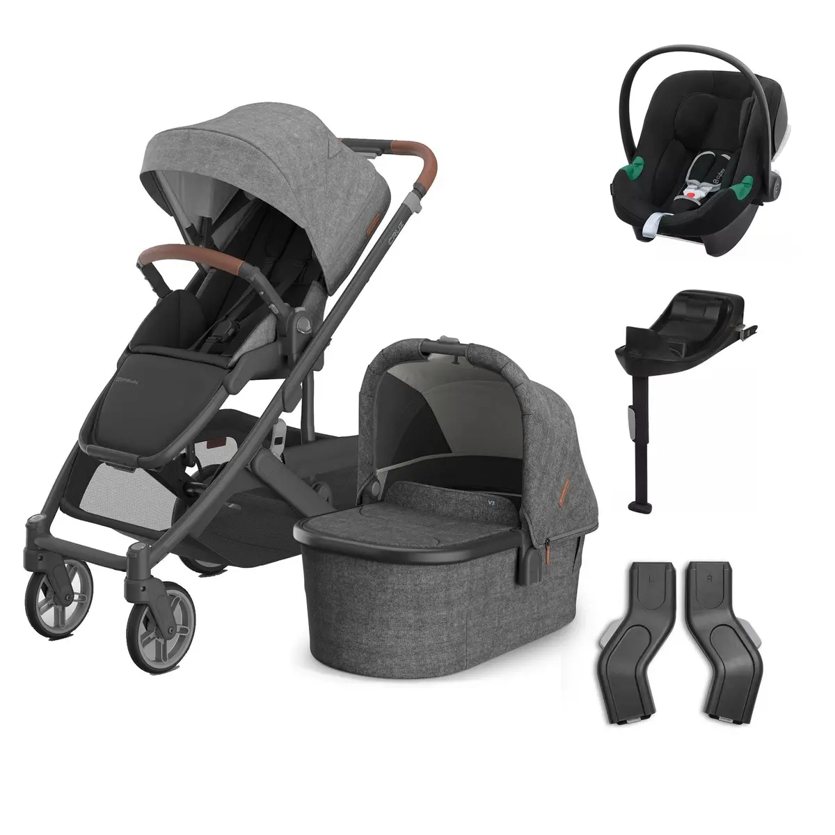 Uppababy Cruz V3 Complete Cybex Travel System - Greyson 1