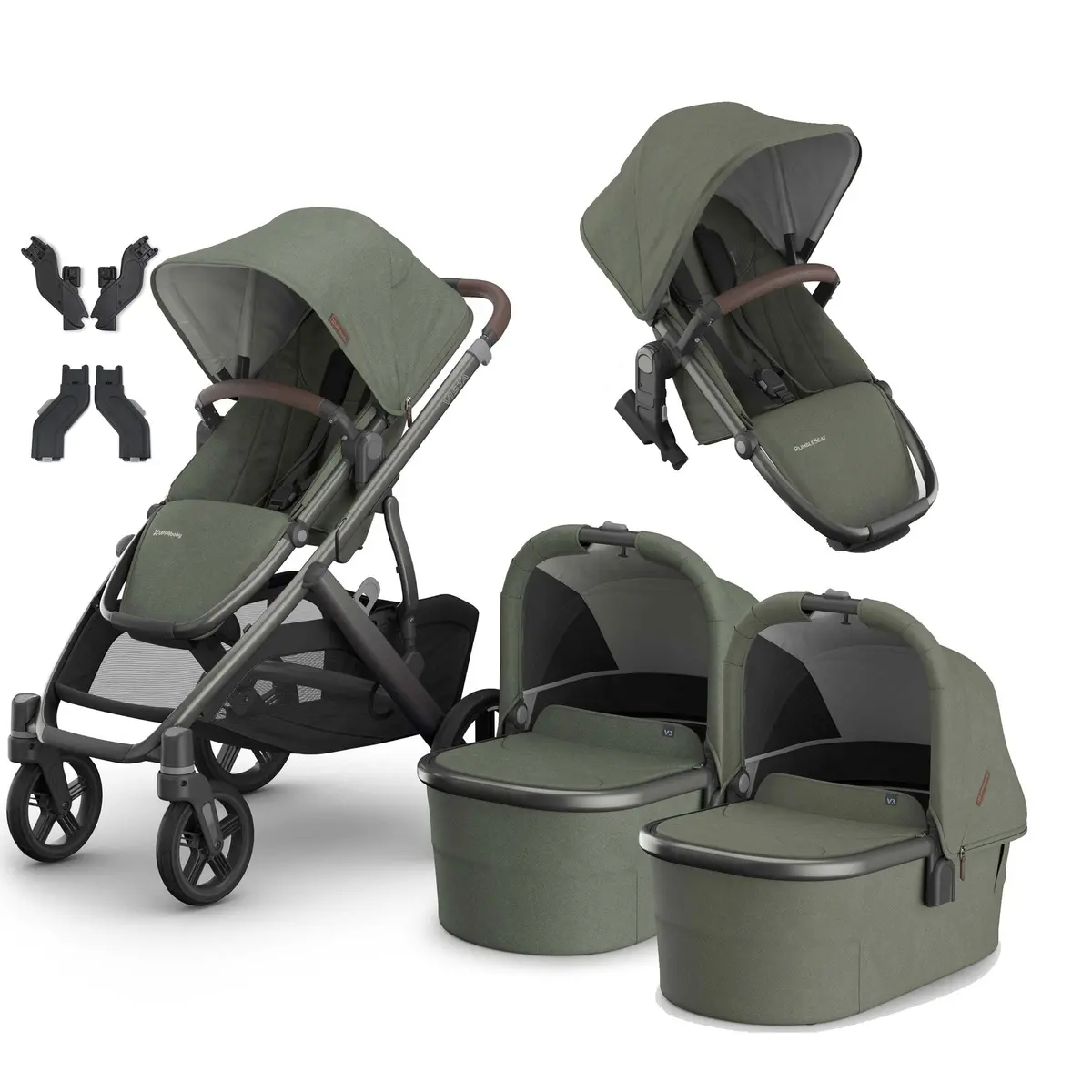 Uppababy Vista V3 Twin Pram - Evelyn 1