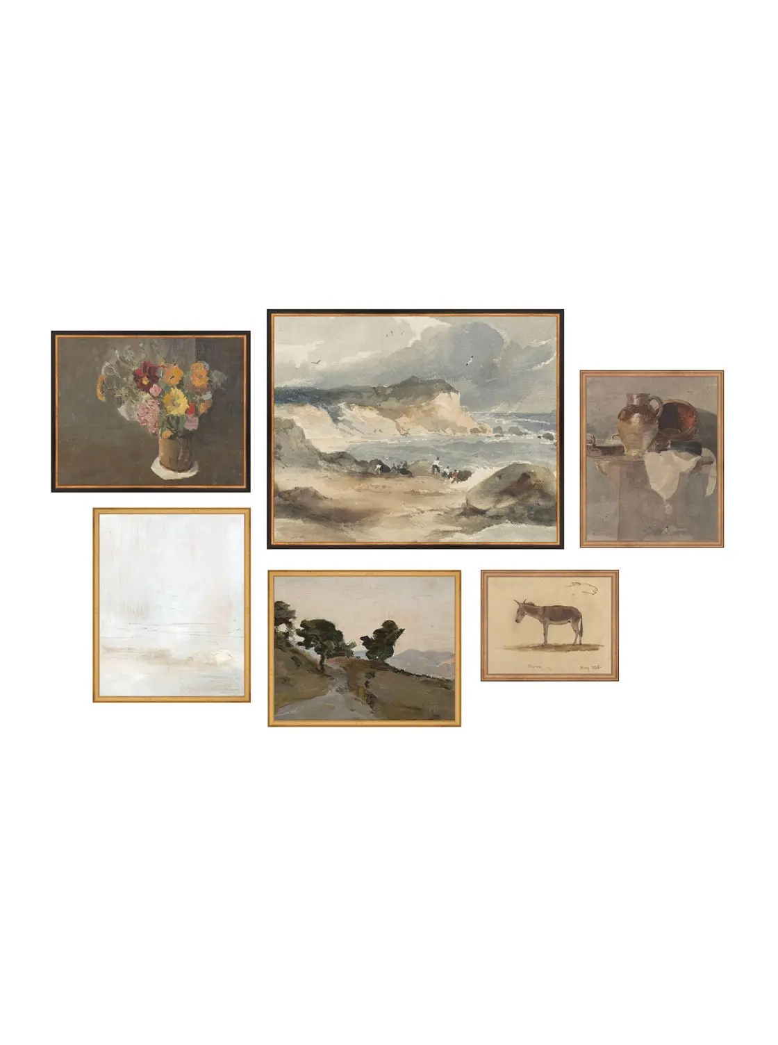 Warm Vintage 6-Piece Gallery Art Bundle 1