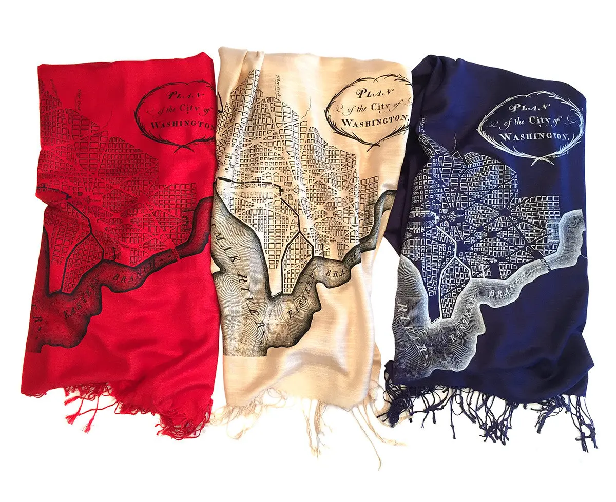 Washington Dc Map Scarf, Bamboo Pashmina 1