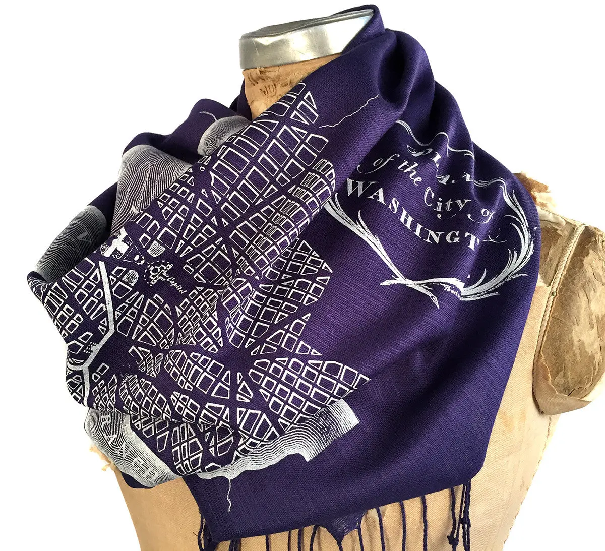 Washington Dc Map Scarf, Bamboo Pashmina 2